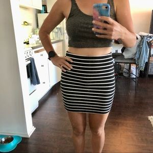 Black and white striped pencil skirt